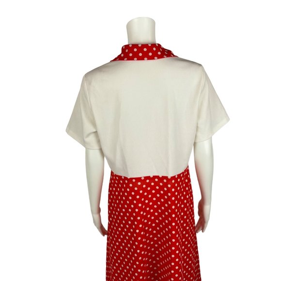 Vintage 70s Polka Dot Dress Women's Large Red White Front Zip Up Mini Minnie Bab - Picture 11 of 11